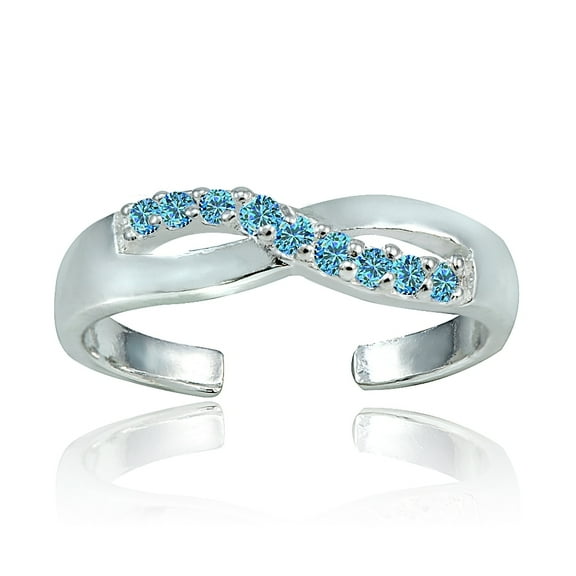 Sterling Silver Light Blue CZ Infinity Toe Ring
