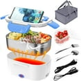 thumbnail image 1 of Electric Lunch Box 60W Food Warmer Heater 12V 24V 110V Faster Heated Lunch Box for Car/Truck/Home Portable Heating Boxes with 1.5L 306 SS Container Fork & Spoon, 1 of 7