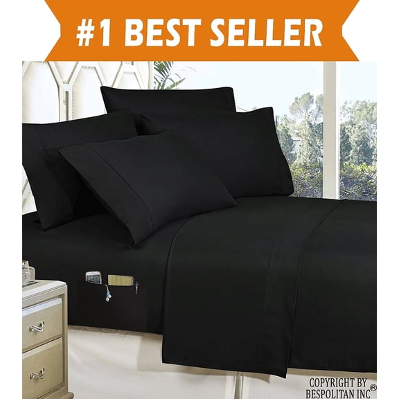 Elegant Comfort Luxury Breathable Soft 4-Piece King Smart Sheet Set, Microfiber Black
