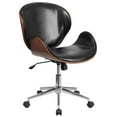 thumbnail image 2 of Flash Furniture Mid-Back Walnut Wood Conference Office Chair in Black LeatherSoft, 2 of 11