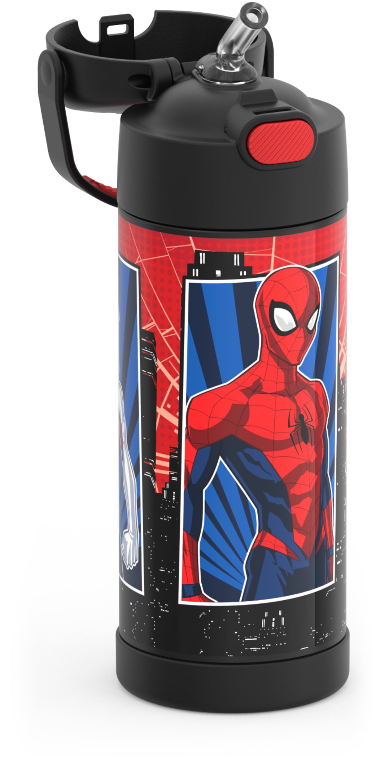 Thermos Kids Stainless Steel Funtainer Water Bottle with Straw, Dishwasher Safe, Leak Proof, Spiderman, 14 oz