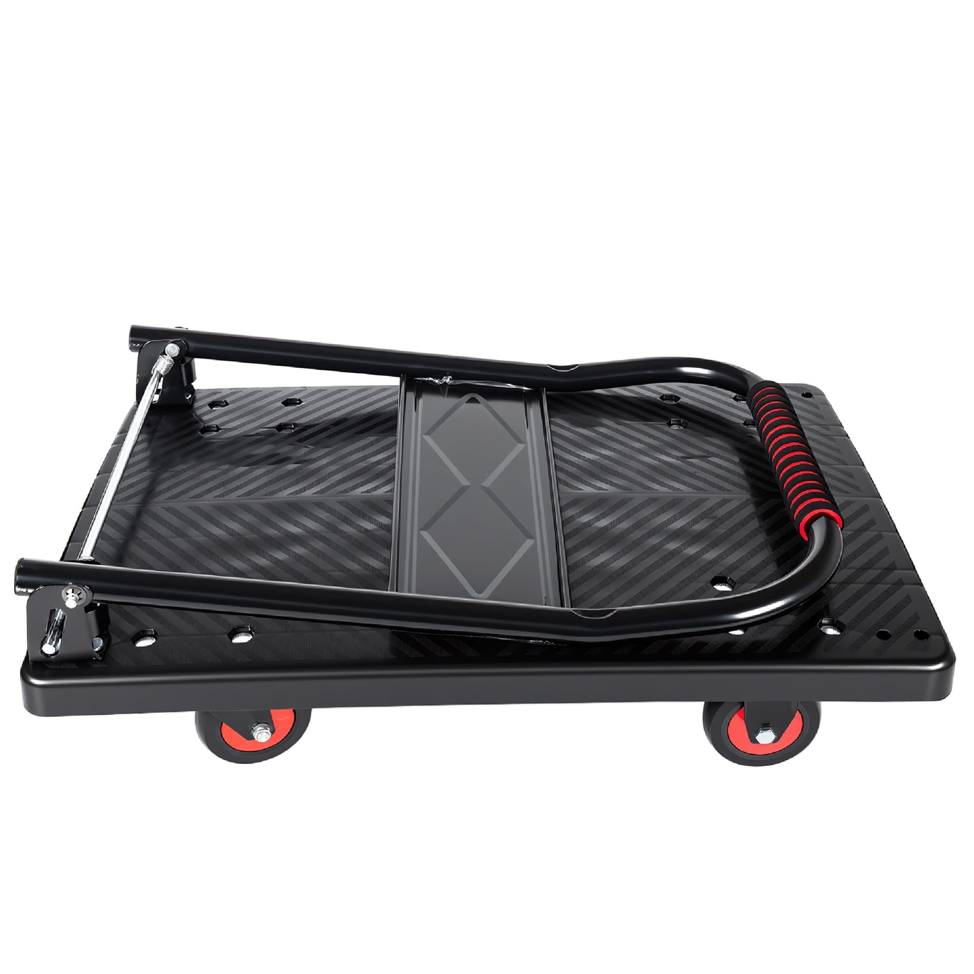 Foldable Platform Truck Dolly, 330lbs Heavy‑Duty Push Handcart with 4'' TPR 360° Silent Swivel Wheels & 4 Steel Load‑Bearing Beams for Warehouse Garage Home Moving