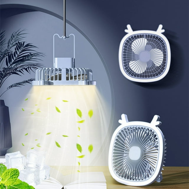 Xihbxyly Ventilador de Pared con Carga Usb, 3 Velocidades Ajustables, Silencioso, Rotación de 360°, Luz Nocturna Multifuncional, Ideal para El Hogar y La Oficina, Tamaño 20 X 8 X 21,5 Cm.