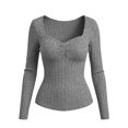 thumbnail image 5 of Bixock Long Sleeve Shirt for Women,Blouses for Women Crew Neck Knit Pullover Solid Color Slim Casual Sweater Warm Soft Daily Wear Women Clothings Size M, 5 of 6