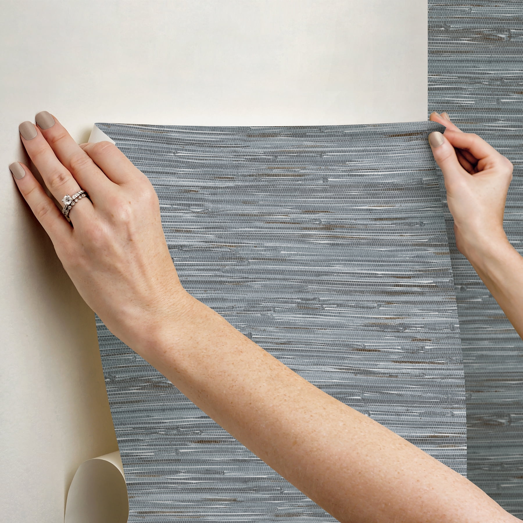 NuWallpaper Grassweave Blue Peel and Stick Wallpaper