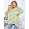 thumbnail image 2 of SHOWMALL Chemise Grande Taille pour Femmes Manches 3/4 Vêtements Roses Vertes 1X Blouse Haut Évasé Col Rond Maternité Vêtements Amples pour Leggings, 2 of 6