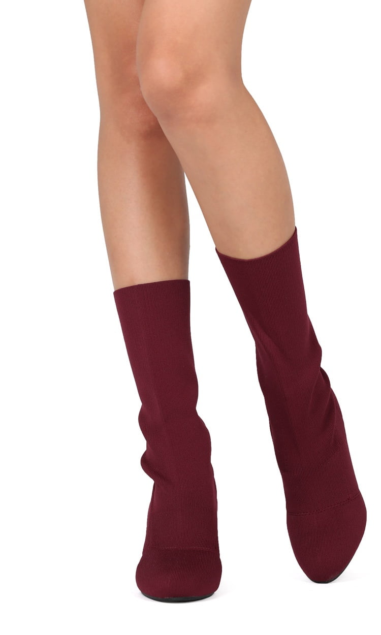 womens sock boots low heel