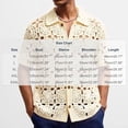 thumbnail image 3 of YLSDY Men's Openwork Crochet Camp Collar Shirt, Allover Floral Medallion Pattern, Short Sleeve Button-Down Summer Top Beige M, 3 of 6