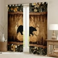 thumbnail image 2 of Homewish Woodland Animal Bear Black Out Curtains,Rustic Farmhouse Cabin Curtains Pack of 2 (42x63 Each),Rustic Botanical Leaf Bedroom Curtains For Men Women,Super Cozy Room Decor, 2 of 6