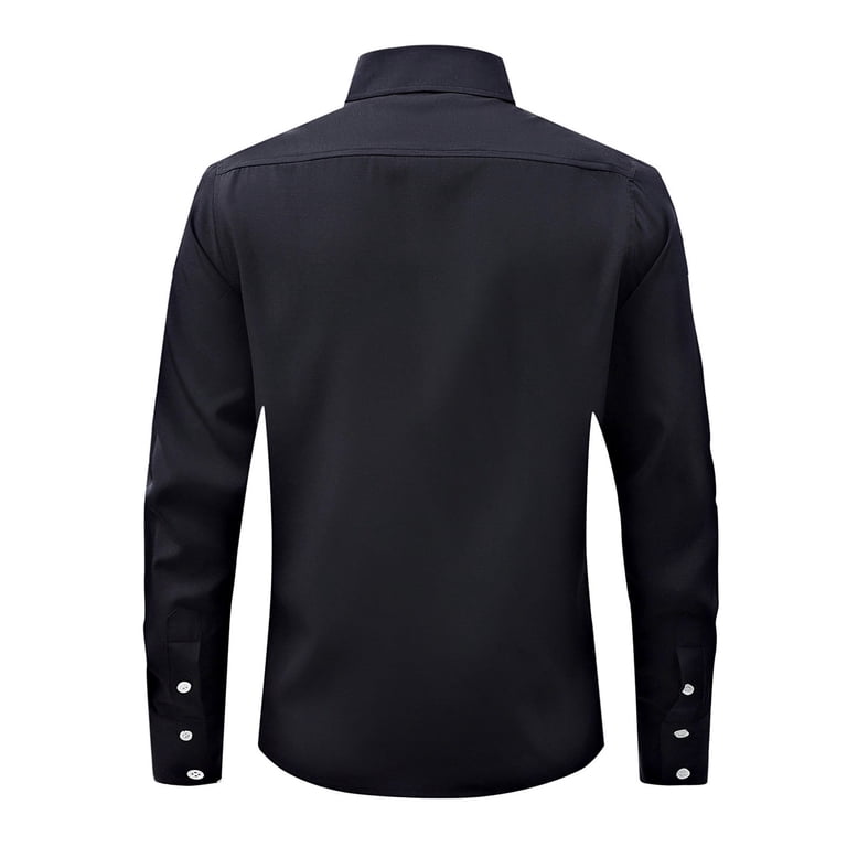 mens slim fit wrinkle free dress shirts Men's Navy Bamboo Wrinkle-Free Slim Fit Dress Shirt – Karako Suits main image 1