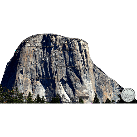 H13157 El Capitan Free Solo Yosemite Rock Climbing Monolith Honnold Rock Climbing Route