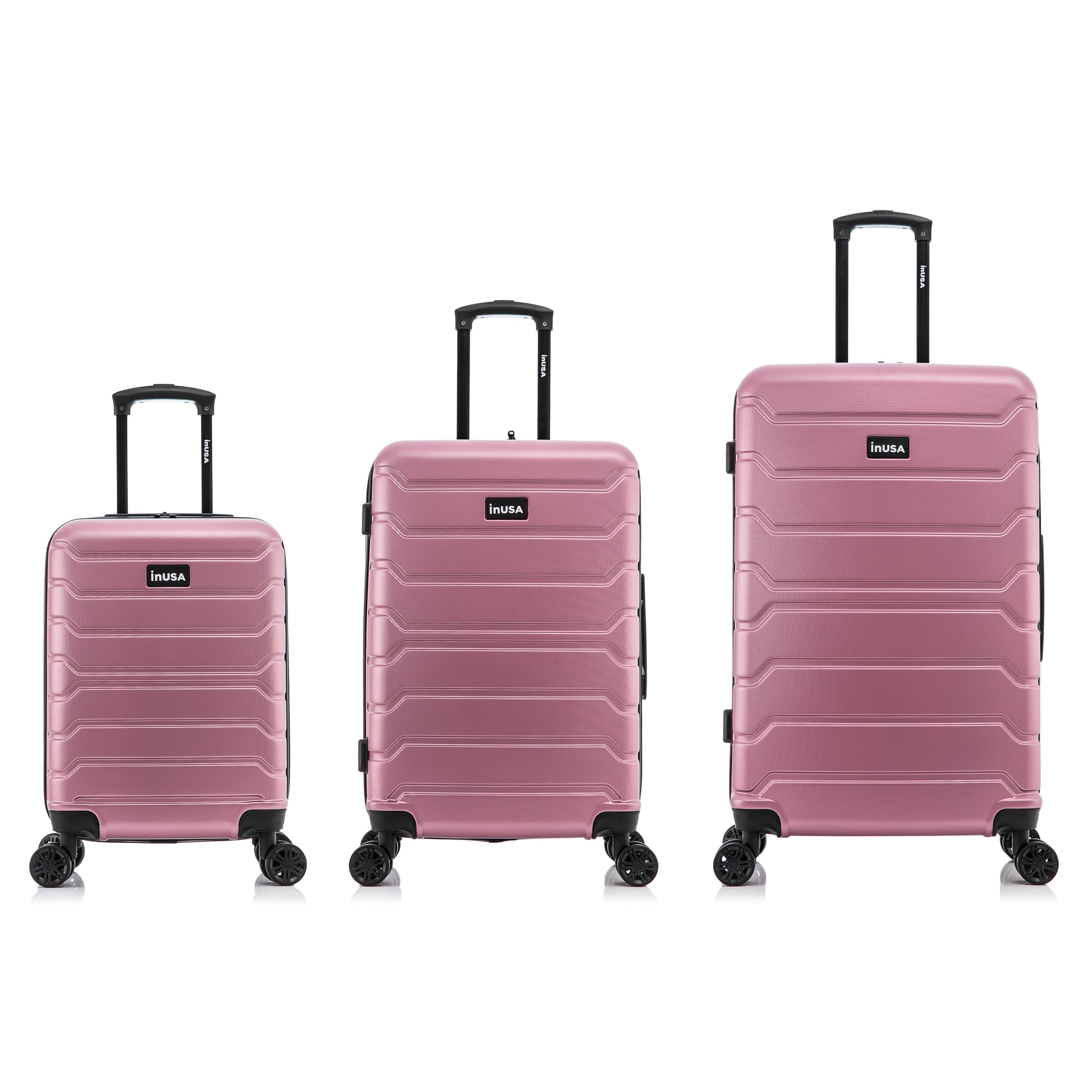 InUSA Trend 3-Piece Hardside Luggage Sets with Spinner Wheels, Handle, Trolley, (20"/24"/28"), Rose Gold