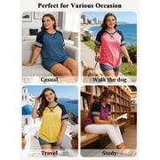 LANREMON Women Plus Size tops Summer t shirts Tunic for Women Crew Neck Short Sleeve Flowy Oversized T Shirts Clothes Pink 24 Plus