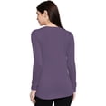 thumbnail image 4 of eloria Women's T-Shirt Round Neck Solid Color Plain Full Sleeve T-Shirt Color: Violet | Size: XL, 4 of 7