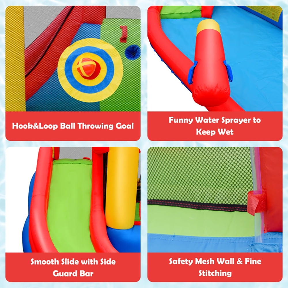 Aimee Lii Inflatable Blow Up Water Slide Bounce House with 740W Blower, Playhouse for Kids Outdoor