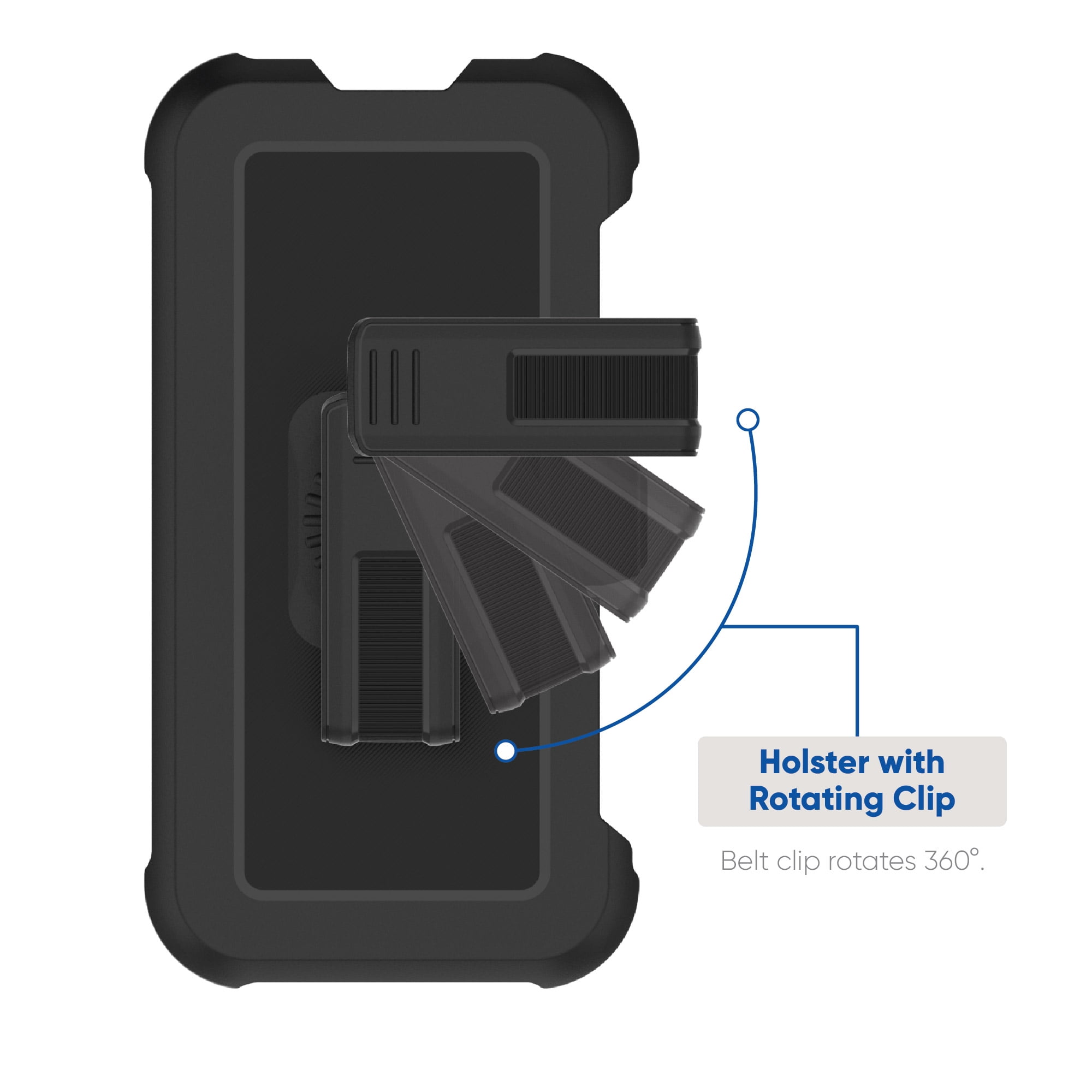 onn. Rugged Phone Case with Holster for iPhone 16 - Clear