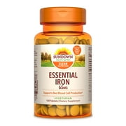 Sundown Essential Iron 65 mg, Ferrous Sulfate, Supports Red Blood Cell Production, 120 Tablets (Packaging May Vary)