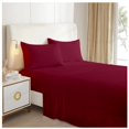 thumbnail image 1 of Juego de ropa de cama tamaño queen, 144 hilos, color burdeos liso, 1 of 1