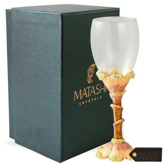 Long Stem Wine Glass with Hand Painted Stemware (7 Oz)