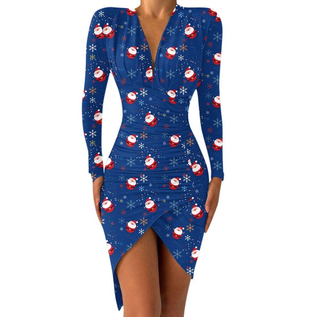 WILLBEST Vestido Casual Para Mujer, Vestido Belleza Con Escote En V Profundo, Vestido Irregular De Manga Larga, Vestido Para Cena, Fiesta, Banquete, Vestido Belleza Ajustado 63