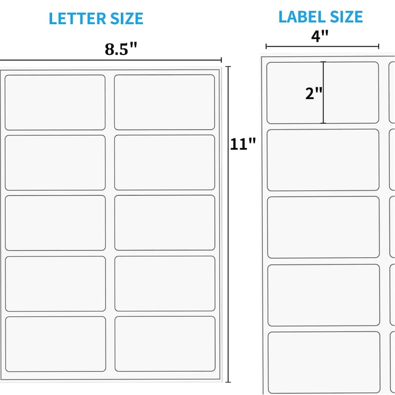 2x4 Shipping Labels 5000 Address Labels - 10 Per Sheet (4x2), Laser