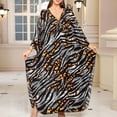 thumbnail image 2 of Women's Plus Size Swimwear Cover Ups Leopard Print Long Sleeve V Neck Beach Dress Lightweight Quick Dry Comfy Bathing Suits, 2 of 6