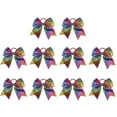 thumbnail image 1 of 10pcs Large Glitter Cheer Hair Bows Ties 8 Inch Ribbon Elastic Bands Ponytail Holder for School College Sports Cheerleading Black Red Blue Green, 1 of 7