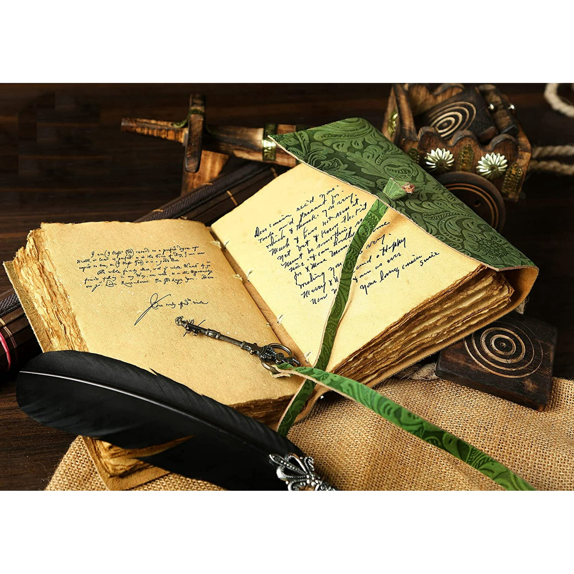 Seather Leather Journal - Antique Handmade Deckle Edge Vintage Paper Leather Bound Journal - Book of Shadows Journal - Leather Sketchbook - Drawing Journal - Grea 5 x 7 in, 200 Pages, 1 Count, 1 Pack