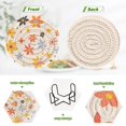 thumbnail image 4 of Yayeee 6 PCS Drink Coasters with Holder Set Woven Absorbent Round Tabletop Hot Pad, Colorful Retro Floral, 4 of 7