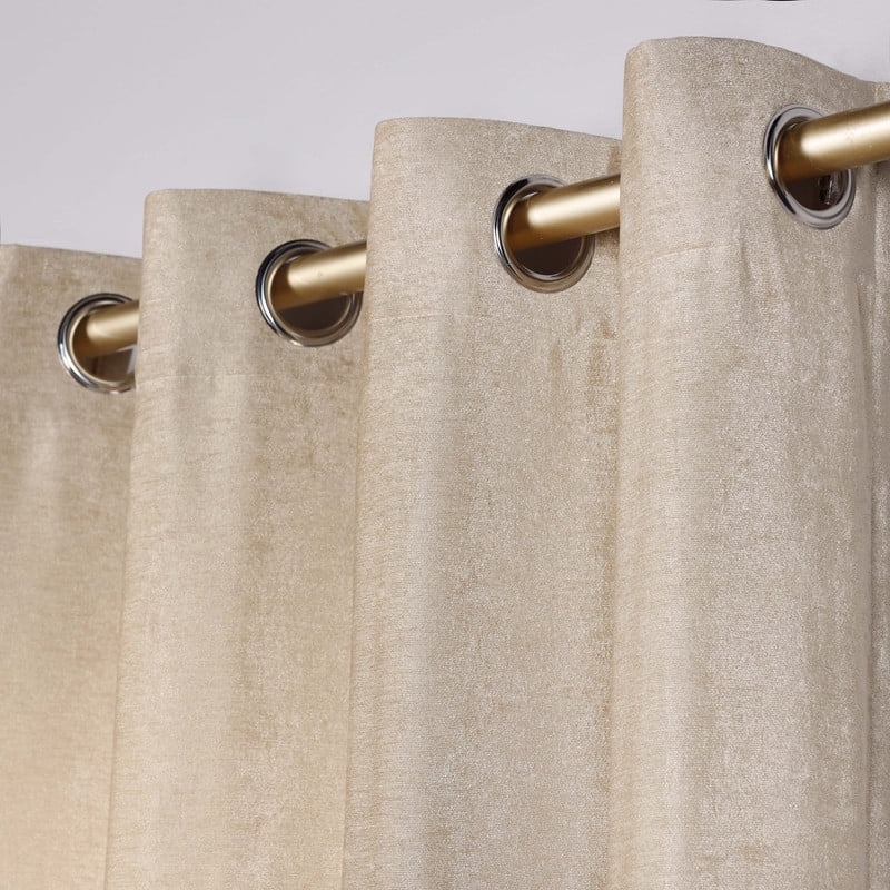 Superior Noor Semi-Blackout Chenille Curtains Set of 2, Room Darkening Curtain Panel Pair, Beige, 52"W x 63"L