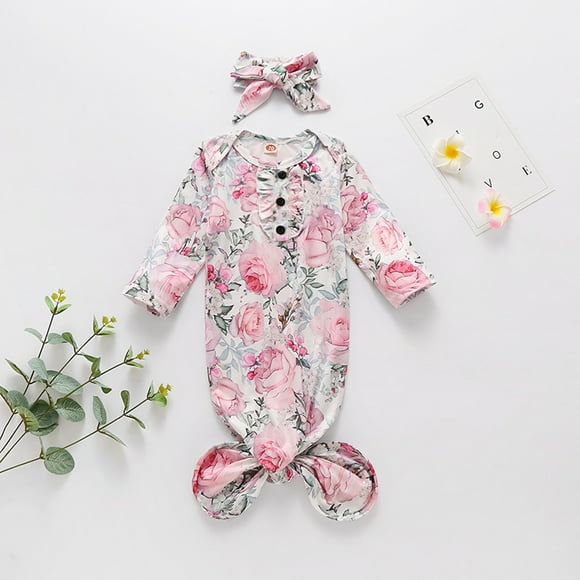 Faithtur Nuisette pour Bébés Filles, Imprimé Floral, Ensemble Sac de Couchage + Bandeau