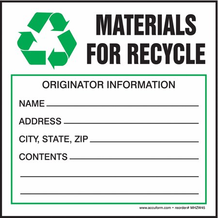 

Accuform DOT Handling Label Waste 4 W PK100 MHZW47PSC