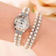 thumbnail image 1 of ZHAOCHENG Reloj de cuarzo con caja de cristal cuadrada y redonda con pulsera de perlas para mujer, 1 of 5