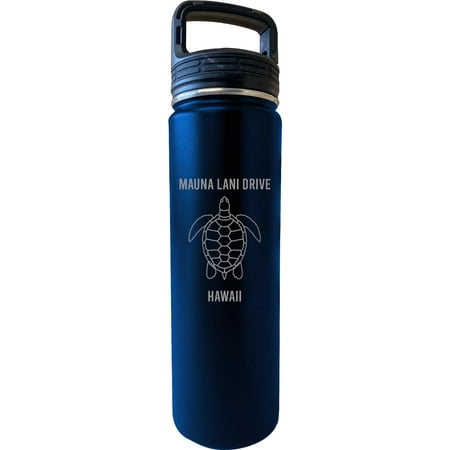 

Mauna Lani Drive Hawaii Souvenir 32 Oz Engraved Navy Insulated Double Wall Stainless Steel Water Bottle Tumbler