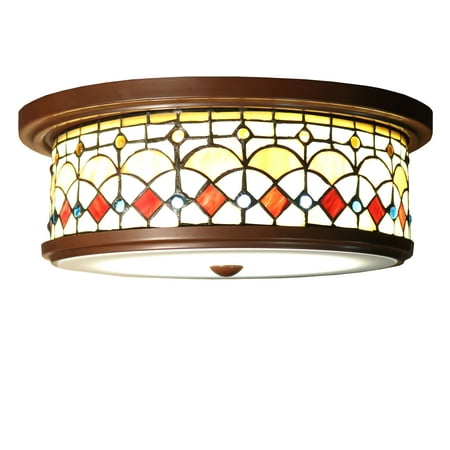 

Nissha 3-light Round 14.5-inch Tiffany-style Ceiling Lamp