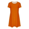 thumbnail image 4 of Babysbule Women's Dress Summer Fashion Womens Casual Loose Solid Round Neck Short Sleeve Comfy Womens Dresses, 4 of 5