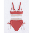 thumbnail image 4 of Bikini de Dos Piezas para Mujer, Cintura Alta, Cuello Halter, Traje de Baño, Color Rojo Ladrillo, Talla XL, 4 of 7