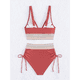 thumbnail image 4 of Bikini de Dos Piezas para Mujer, Cintura Alta, Cuello Halter, Traje de Baño, Color Rojo Ladrillo, Talla XL, 4 of 7