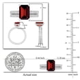 thumbnail image 4 of Dazzlingrock Collection 10x7mm Emerald Cut Garnet & 1.19 Ctw Round White Diamond Eternity Wedding Ring Set for Ladies in 18K White Gold, Size 5, 4 of 5