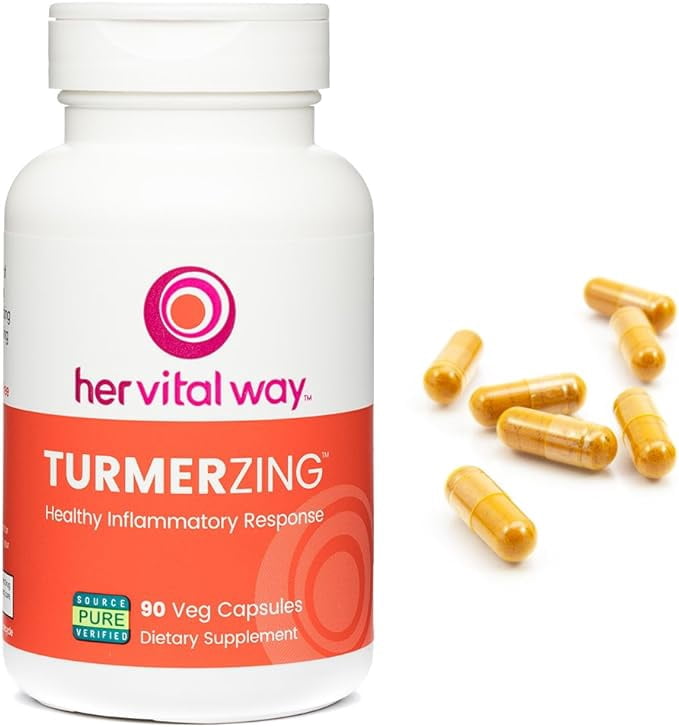 her vital way | TurmerZing™ Healthy Inflammatory Response | C-14 Tested Turmeric Extract & Ginger | 90 Capsules
