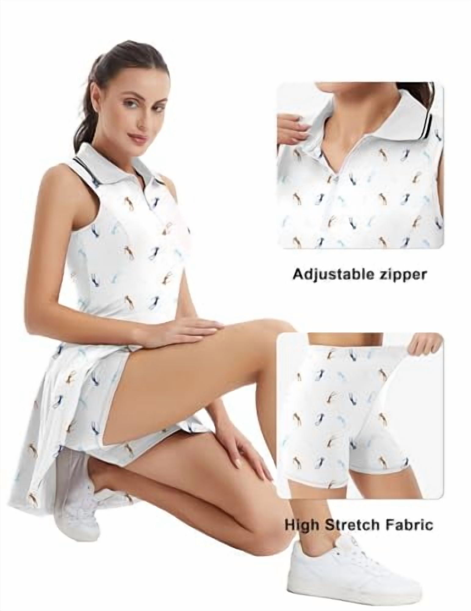 FKEEP WOMEN'S TENNIS GOLF DRESS SPORT ACTIVEWEAR WORKOUT ATHLETIC ZIP V NECK