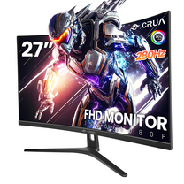 CRUA 27" 280Hz Curved Gaming Monitor, Full HD 1080p, 1800R Curvature VA Panel, 120% sRGB, AMD FreeSync, Low Blue Light, DP 1.2/HDMI 1.4, Wall Mountable-Black