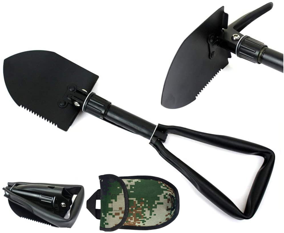 Survival Shovel with Wood Saw Edge Heavy Duty Foldable Style for Off Road Beach