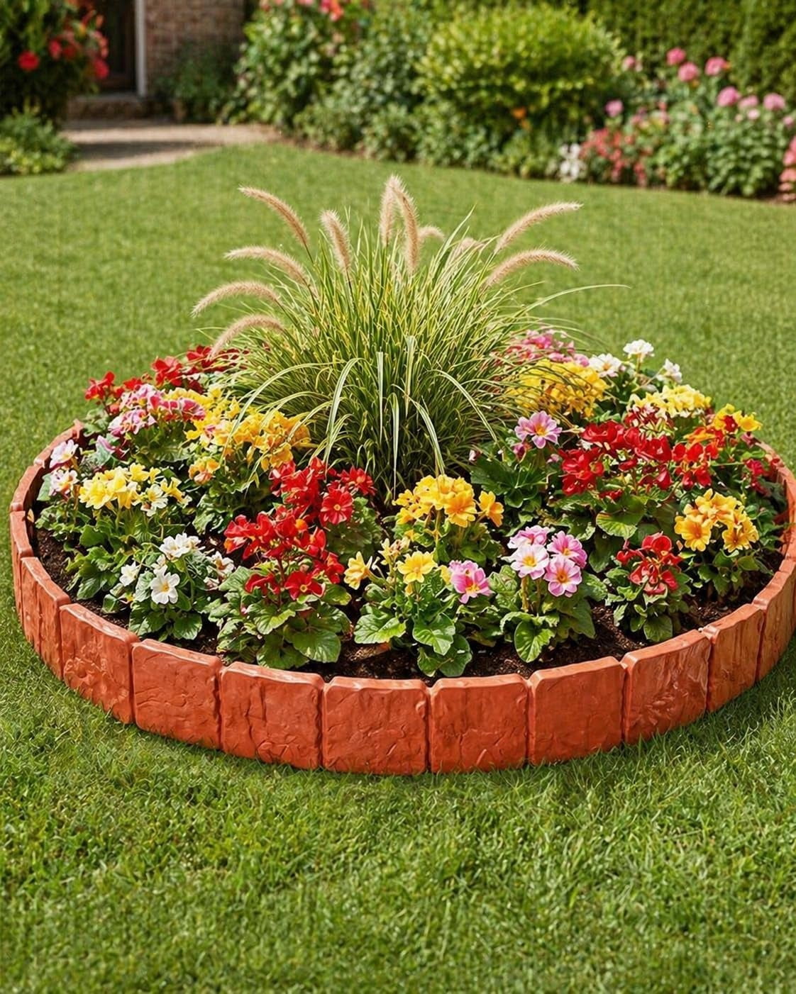 Imitation Stone Garden Fence, Stone-Look Lawn Edging Border for Flower Beds, Plastic Garden Retaining Edging Fence, Flexible Interlocking Landscape Edging, No Dig Decorative Lawn Border