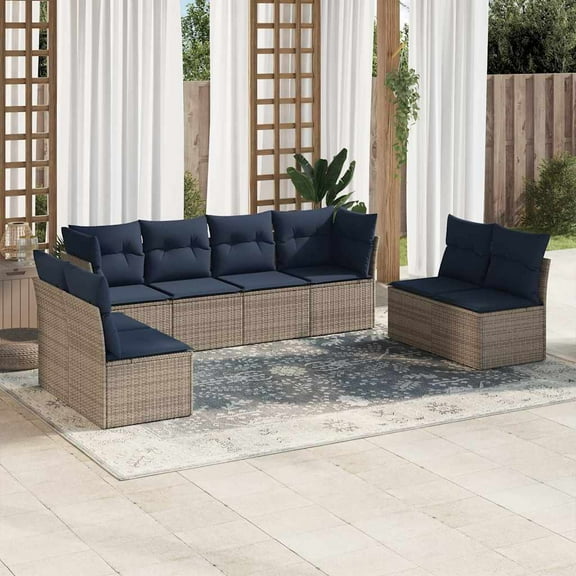 vidaXL 13 Piece Patio Sofa Set with Cushions Gray Poly Rattan