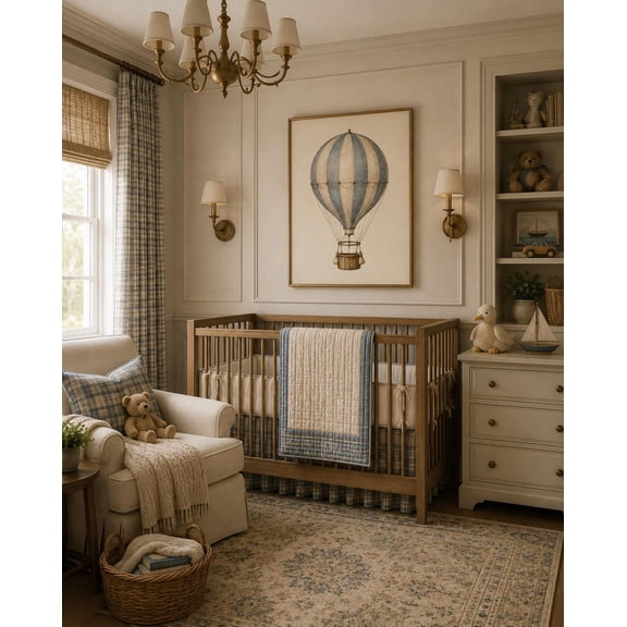 Hot Air Balloon Wall Art Print Baby Boy Nursery Decor