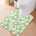 thumbnail image 5 of Toilet Rug Rectangle Bathroom Rugs Non-Slip Soft Plush Machine Washable Contour Bath Mat Retro White Green Flowers 24x16, 5 of 9