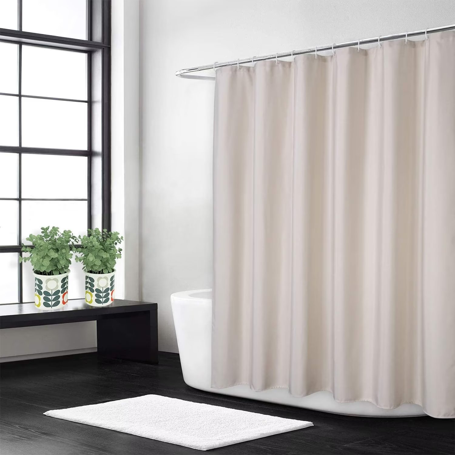 GlowSol Ivory Shower Curtain 72"x72" Farmhouse Heavy Duty Fabric Shower
