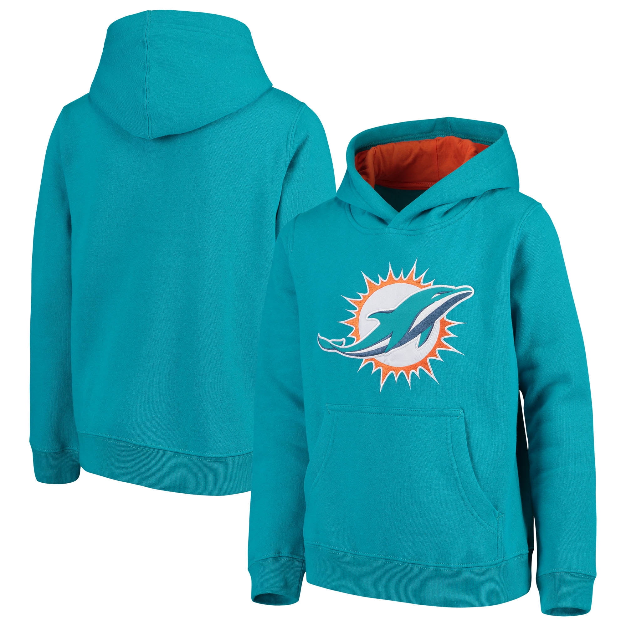 Miami Dolphins Youth Logo Fan Gear Prime Pullover Hoodie Aqua