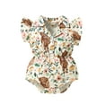 thumbnail image 1 of Coduop Baby Girls Romper,Fly Sleeve Turn-down Collar Button Closure Cactus Cow Print Bodysuit, 1 of 9